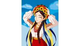 Картина  по  номерах  Юна українка 40*50 см 10056-AC 2 пензлики 22 акр.фарб  3 рів.склад.