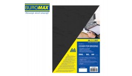 Обкладинка для брошуровання А4 BUROMAX 0580-01 картон.  під шкіру  250мкм (50шт/уп) ЧОРНА