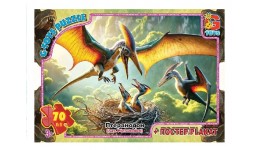 Пазли G-Toys   70 елем  Обережно Динозаври  в коробці+плакат 19*13*3 см