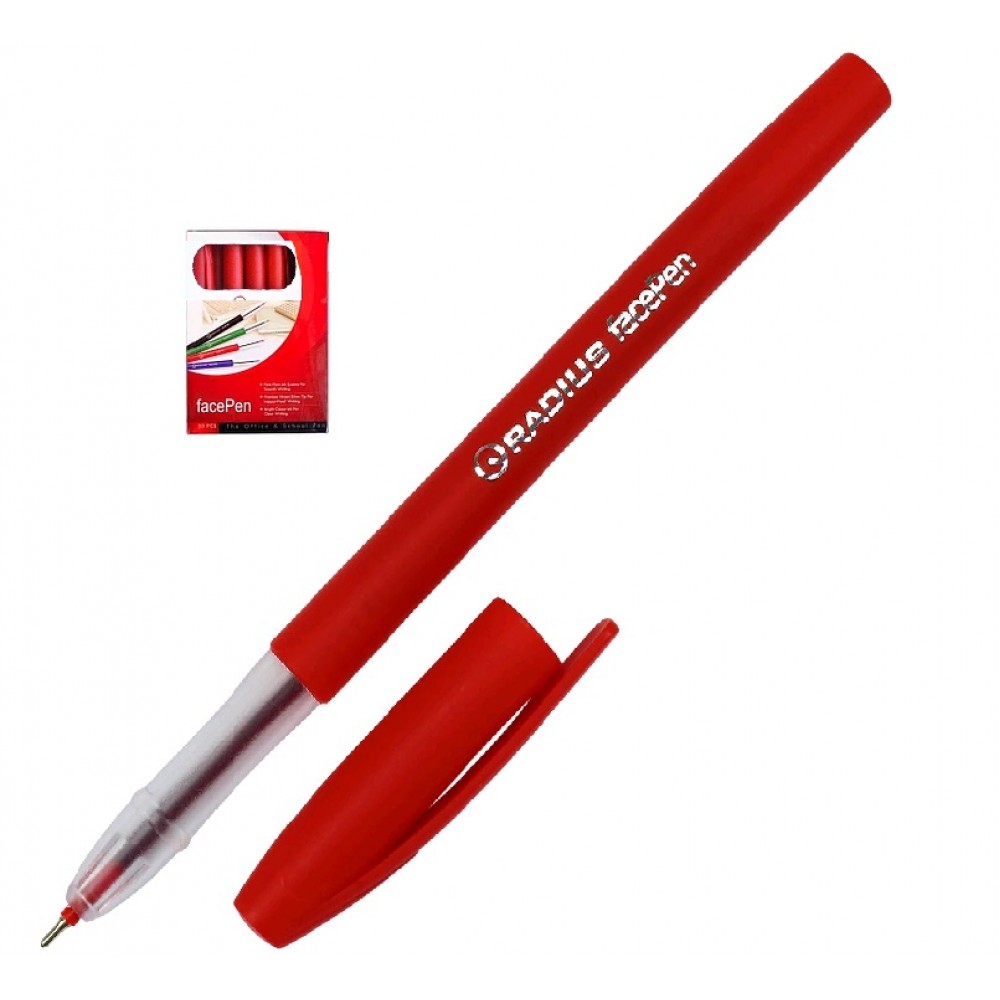 Ручка кулькова RADIUS  FacePen червона 0 7мм (50 шт. в упаковці) /500