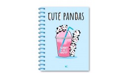Блокнот А5   80 арк  Cute pandas-3 БЕЗЛІН тверда палітурка  пружина  блакит. аркуші ТМ АртПринт
