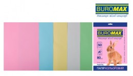 Набір паперу д/друку кольор. А4    5кол. 50арк BUROMAX 2721250-99 мікс PASTEL 80г/м2 (1/150)