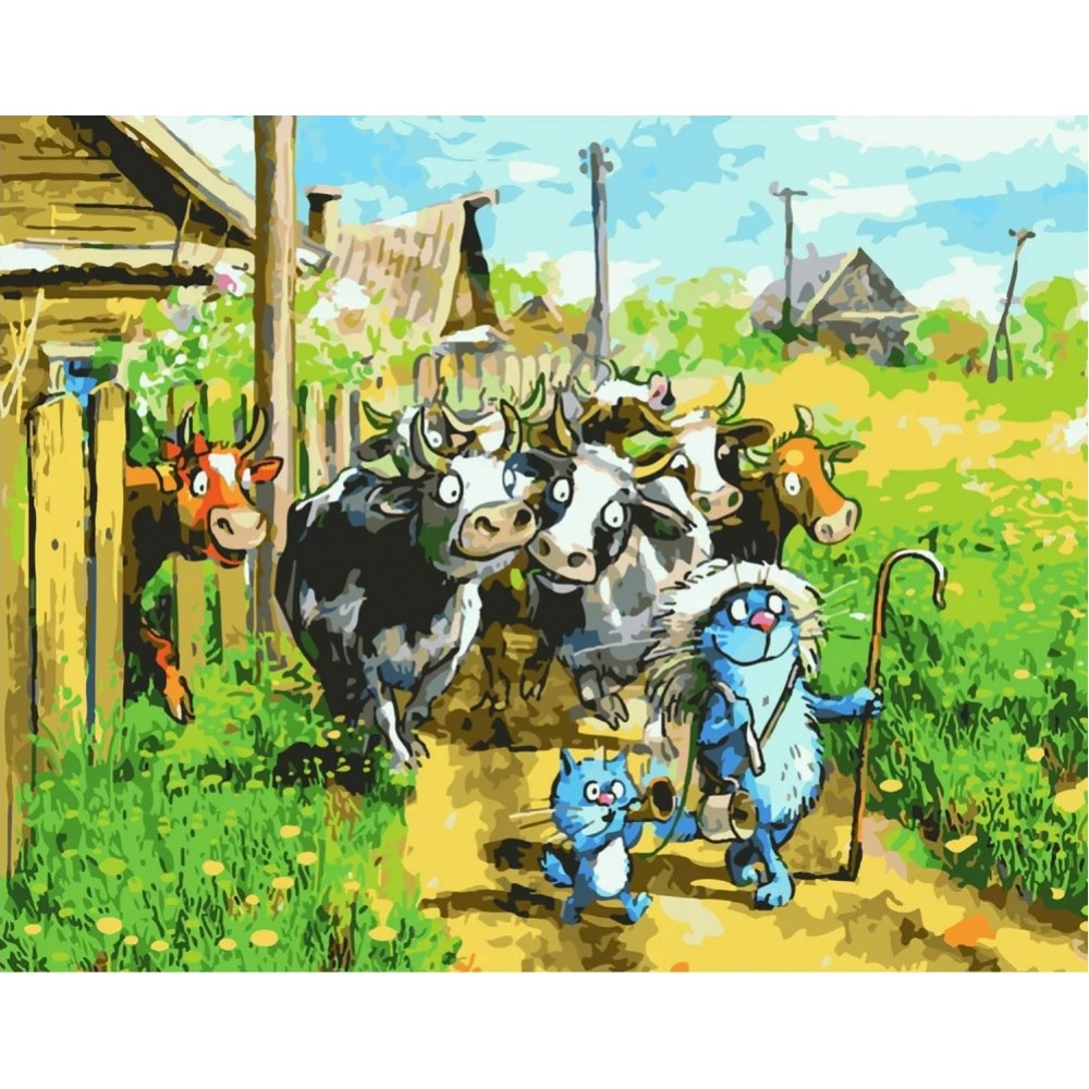 Картина по номерах STRATEG SY6360  Веселі пастушки   р.40х50 см 3 пенз. 28 кольор. 4 рівень скл
