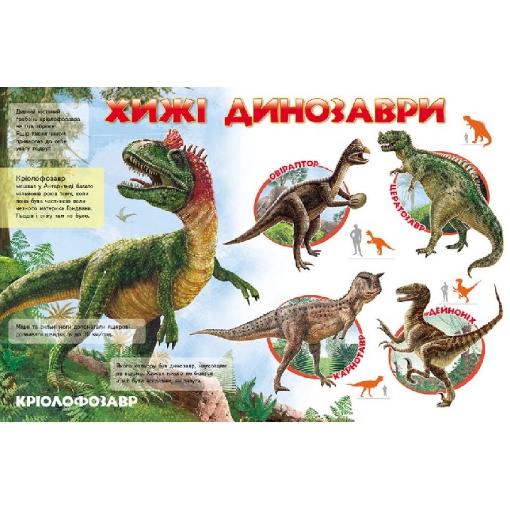 Енциклопедія.Моя перша книга: Про динозаврів 16 сторінок  тверда паліт. 205*275 мм П