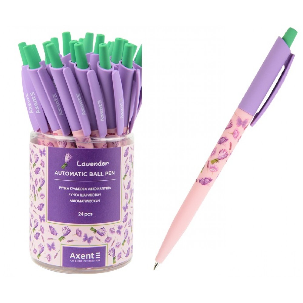 Ручка кулькова автоматична AXENT AB1090-27 синя  Lavender  (24шт в упаковці)