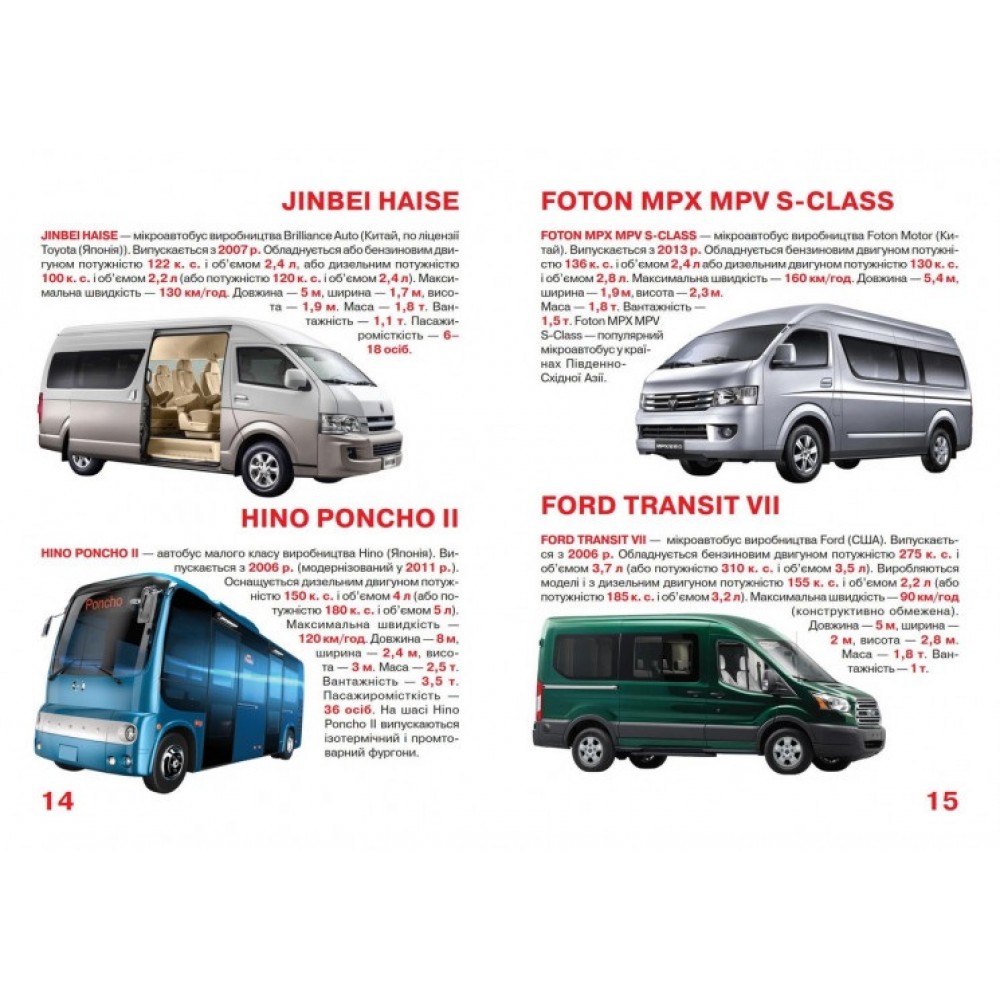 Енциклопедія.Велика книжка А3: Мікроавтобуси і фургони 16 стор.240х330 мм вид-во Кристалбук