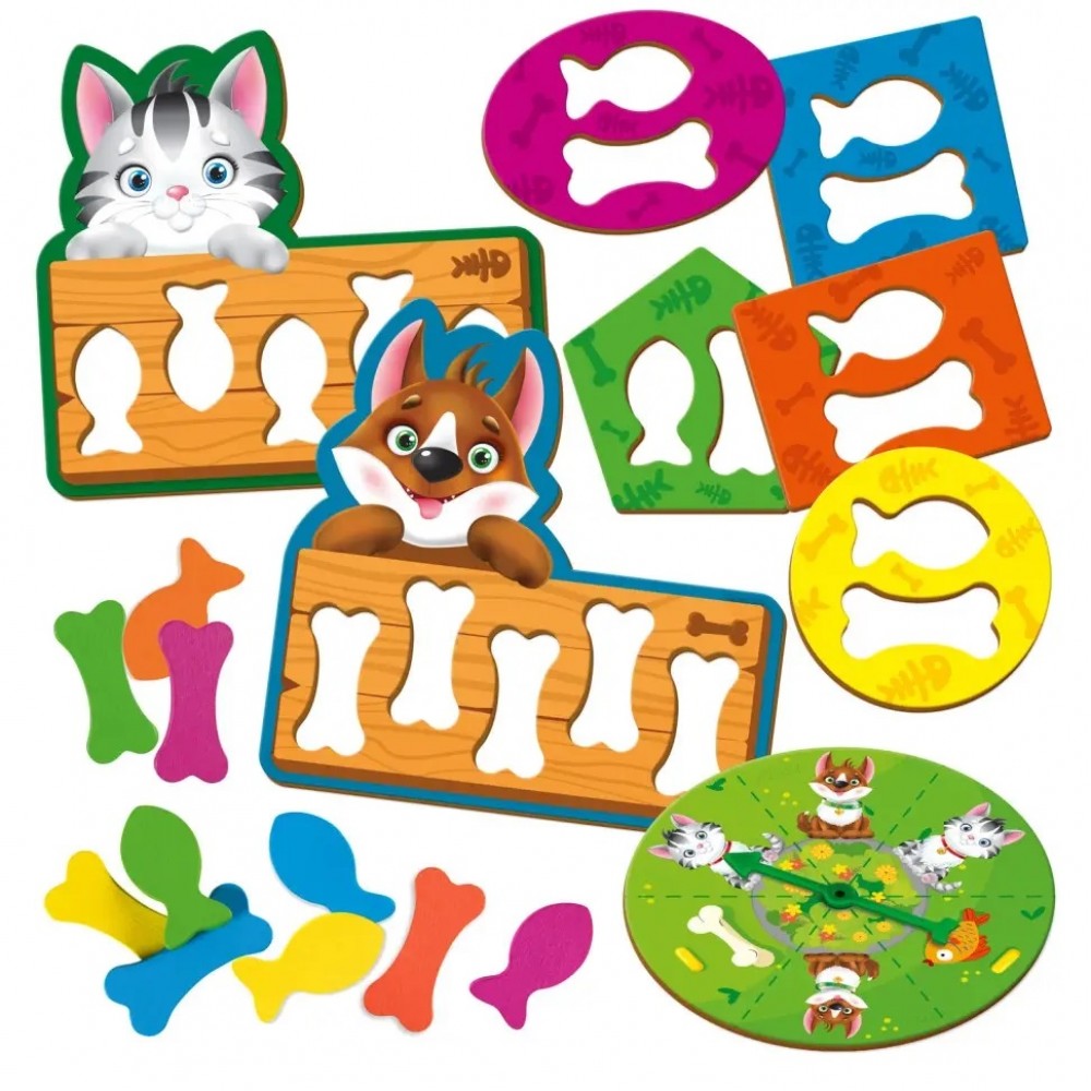 Гра - СОРТЕР настільна 2002-07 сортер Нагодуй пухнастиків  р.22*22*6 5см (укр) ТМ Vladi Toys