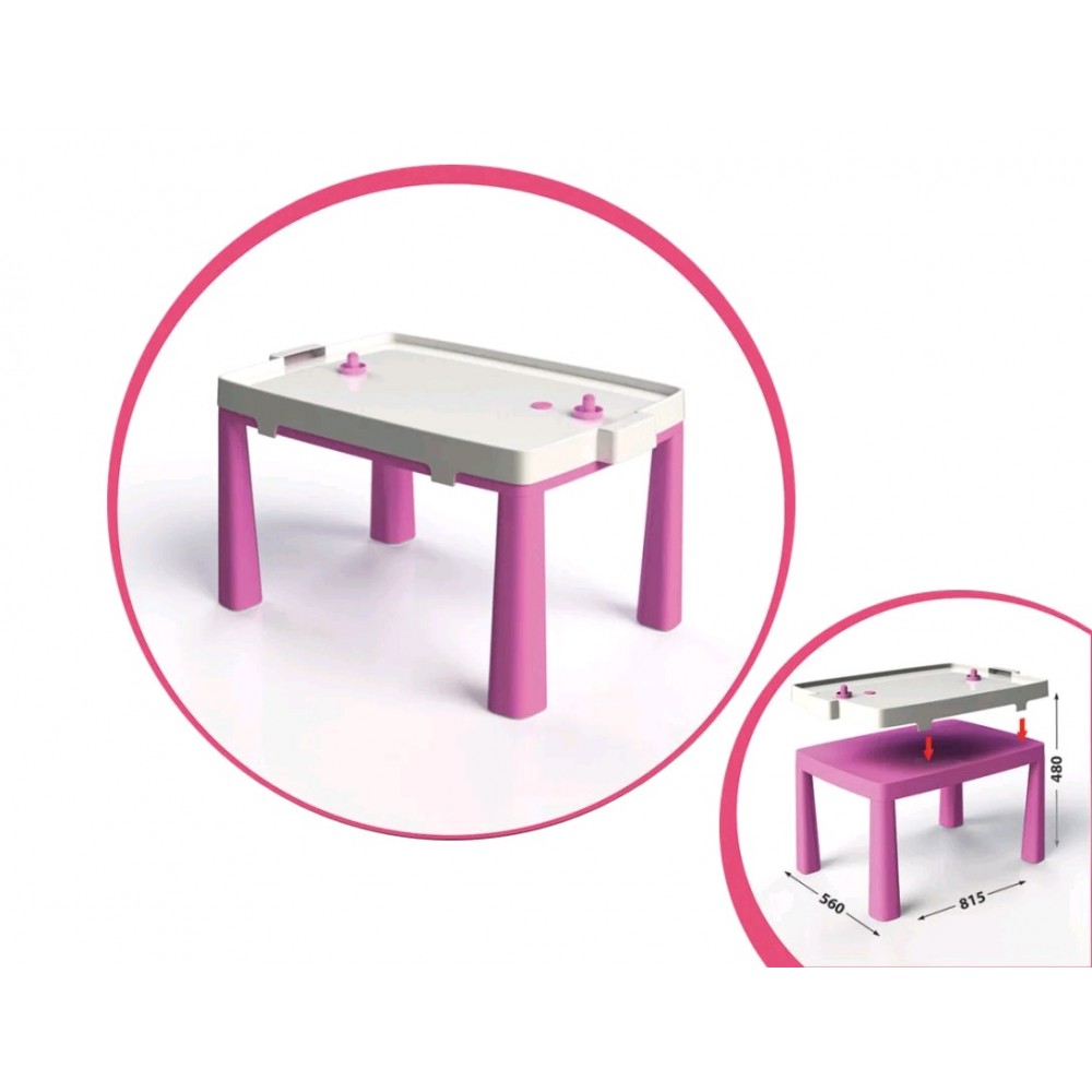 Столик дитячий+комплект для гри в аерохокей колір- рожевий 56 х 81 5 х 48 см DOLONI
