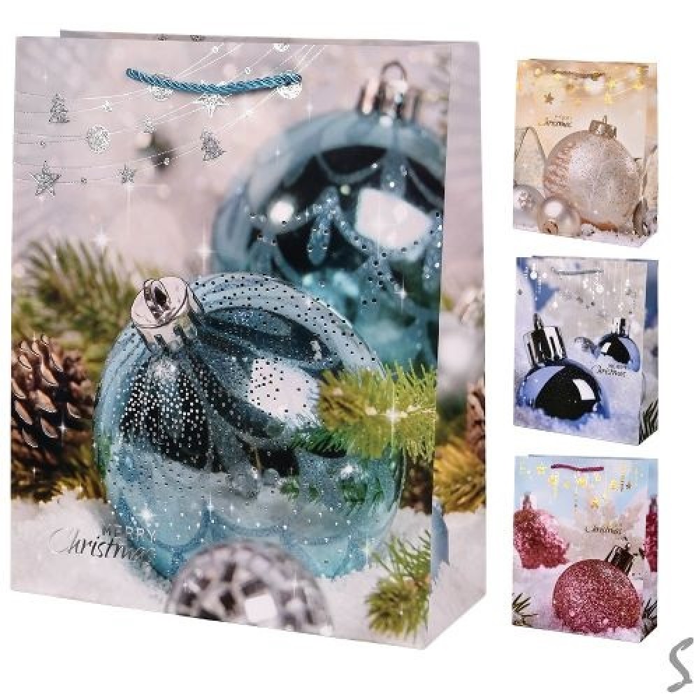 Пакет новорічний паперовий S  Christmas toys  18*23*8см R98349-S (12 шт. в упаковці)