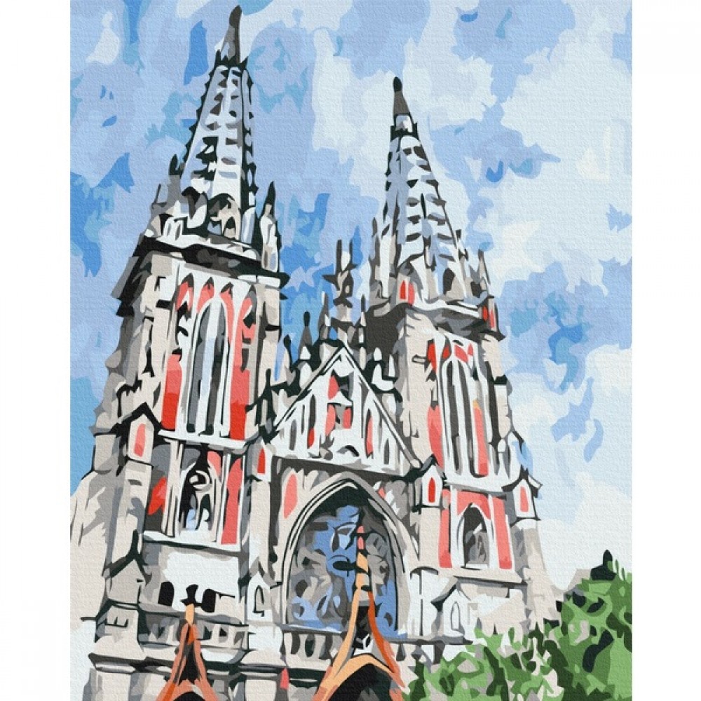 Картина за номерами на полотні 40*50 см Костел Святого Миколая з акрил.фарбами 3 рівень складн.