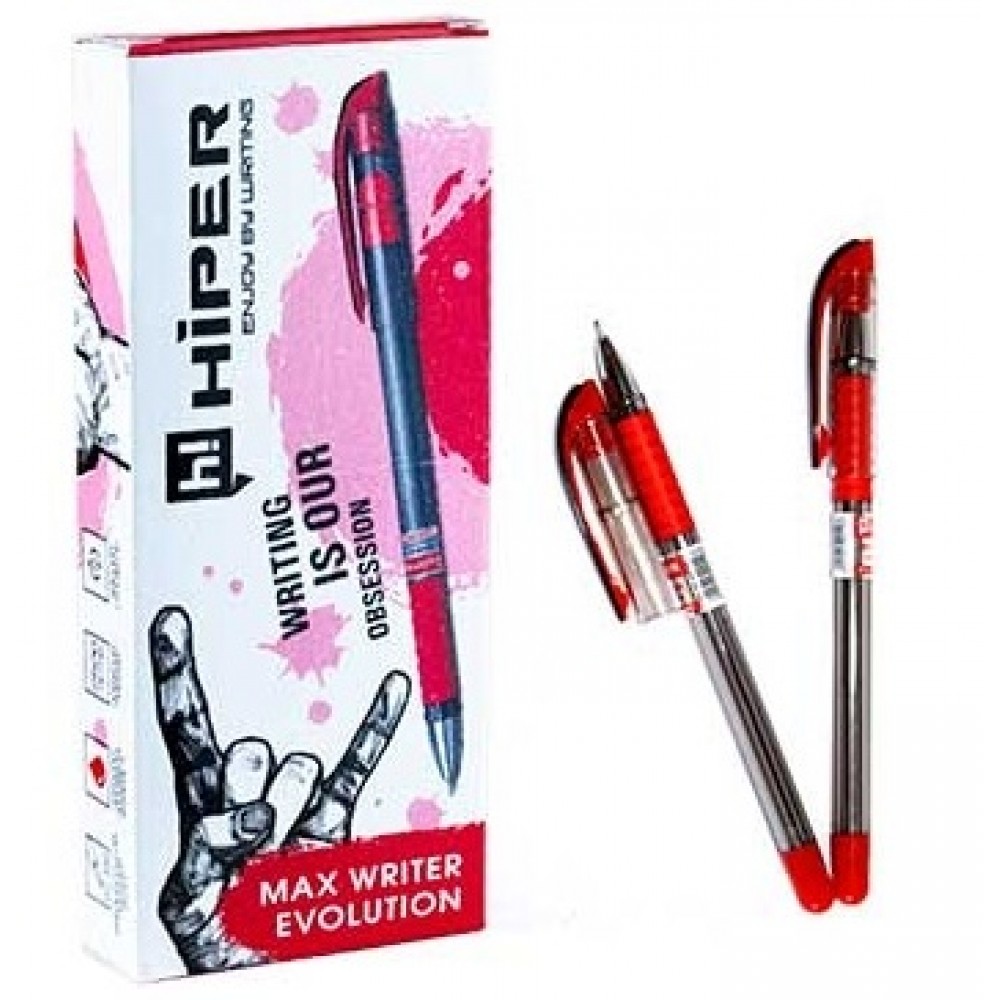 Ручка масляна HIPER Max Writer Evolution HO-335-ES 0 7мм  червона 2500м(10 шт. в упаковці)/250