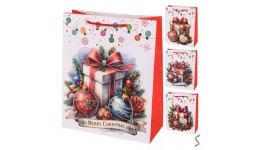 Пакет новорічний паперовий M  Merry Christmas  26*32*12см R34807-M (12 шт. в упаковці)