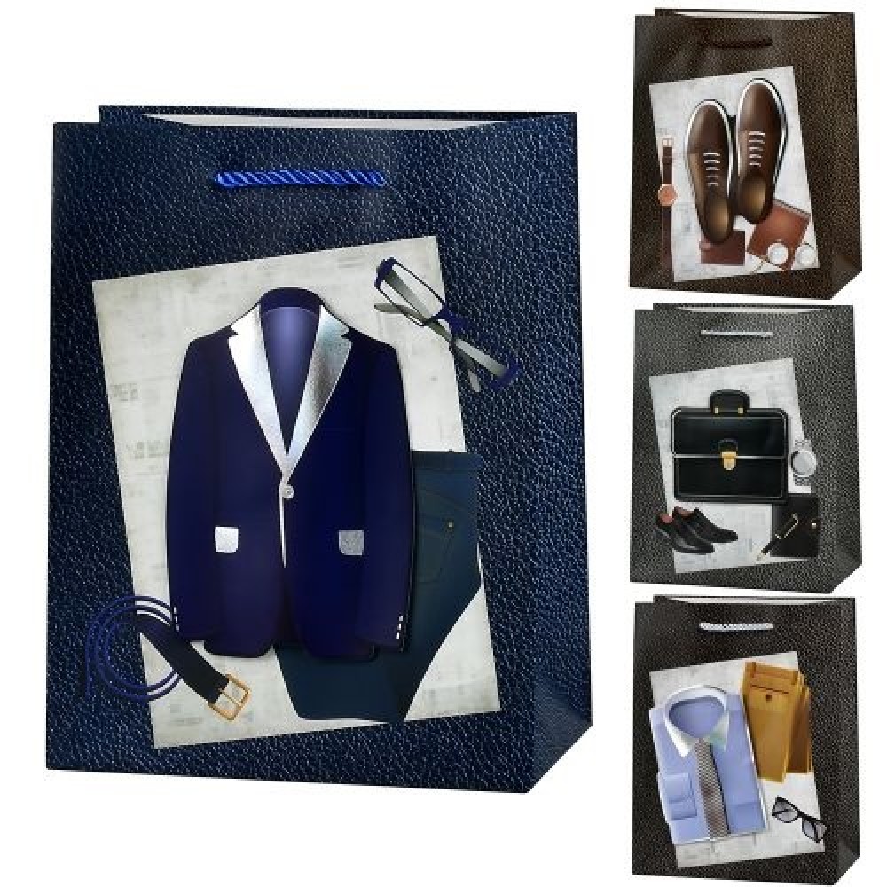 Пакет подарунковий паперовий S  Gentleman 3D  18*23*10см R33155-S  (12 шт. в упаковці)