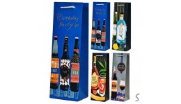 Пакет подарунковий паперовий під пляшку  Birthday party  12*9*36см R95014 (12 шт. в упаковці)