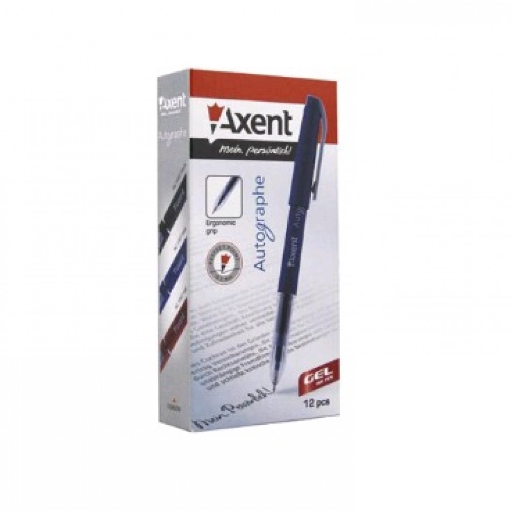 Ручка гелева AXENT AG1007-02 синя 0 5мм  Autographe  (12 штук в упаковці)