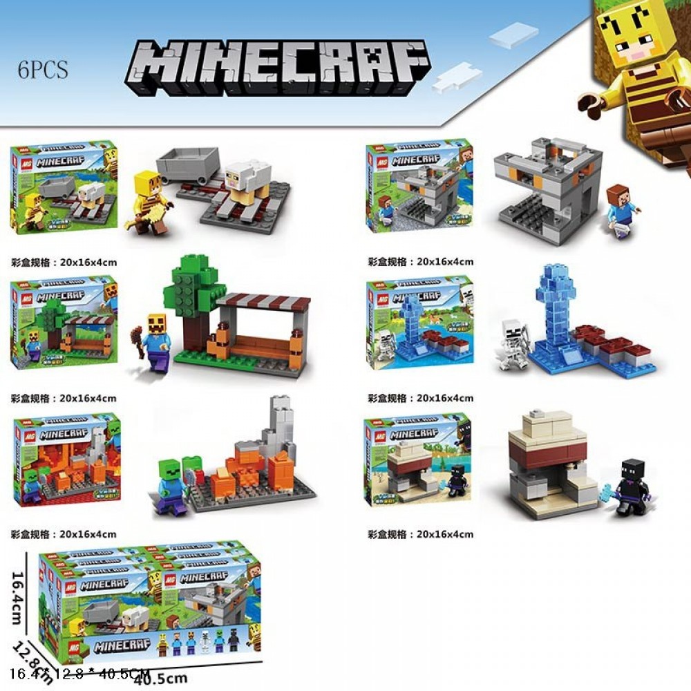 Конструктор MINECRAF 81003B  6 видів  6шт у дисплей боксі р.40.5х12.8х16.4см