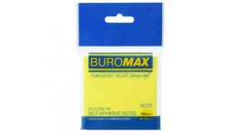 Блок для нотаток BUROMAX 2382-08  NEON  100арк. 75х75мм  жовтий  (1/12)