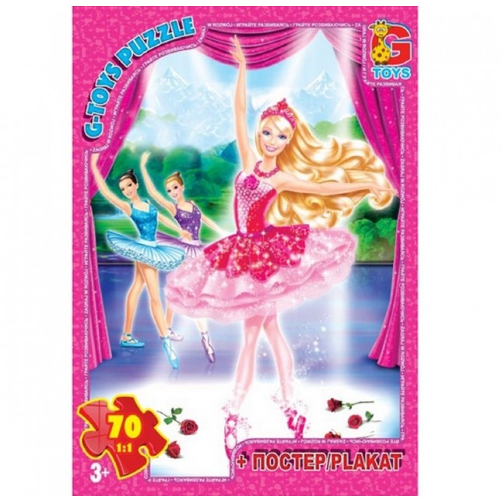 Пазли G-Toys   70 елем Barbie 003 19*13 5*3 5 см  в коробці+плакат