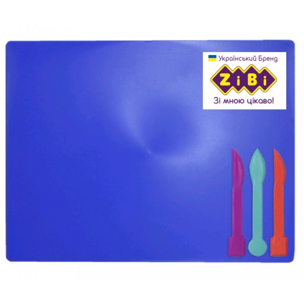 Дошка для пластиліну Zibi 6910-02 +3стека синя (1/120) Розмір 19.3х25 см  3шт стеки  9.5см