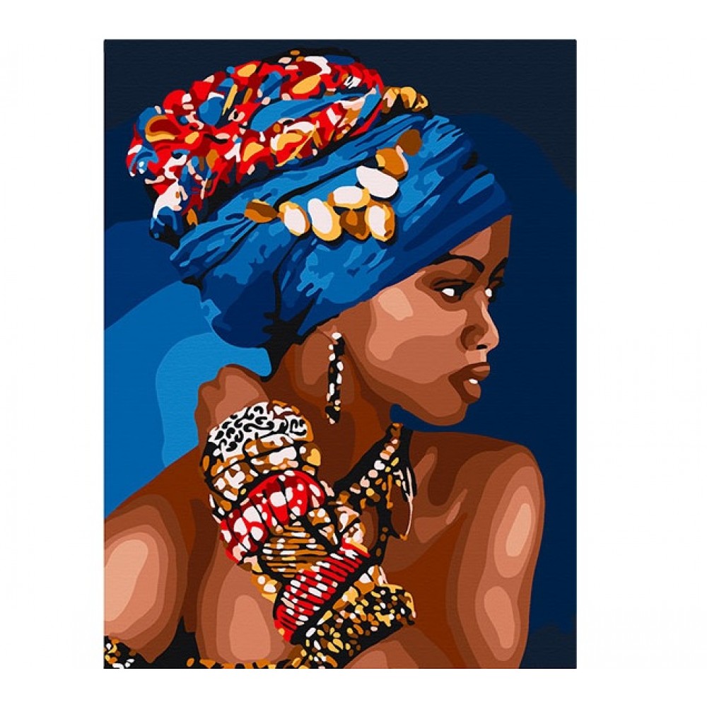 Картина по номерах  African woman  30*40 см 10369-NN  2 пензл.+ 21акрил.фарб  3 рівень скл.
