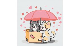 Картина по номерах дит.  Котики в коробці  30*30 см 15565-AC 2 пензл+10 акрил.фарб  2 рів.скл.
