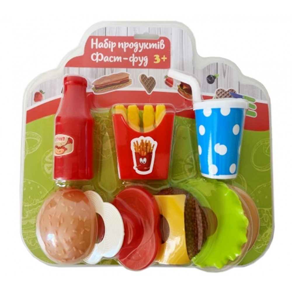 Продукти набір Фаст-фуд 100-521  на листі р.29х5.5х25см KINDER WAY