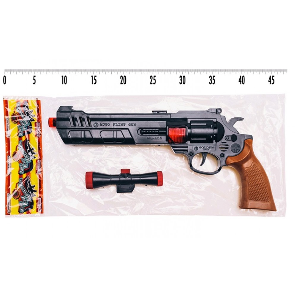 Пістолет механічний (звук та іскри) 725 К55 Джей з оптикою іграшковий  кульок 37*16 см