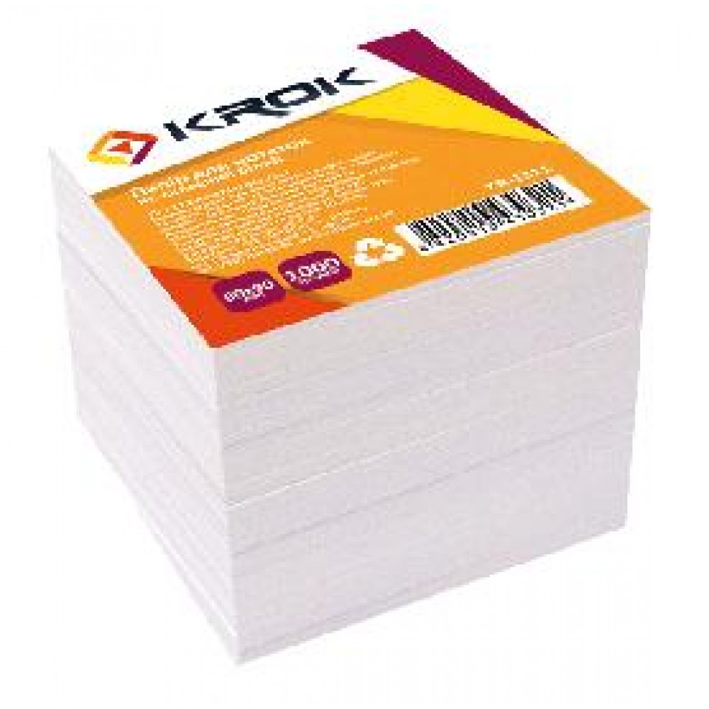 Блок паперу Krok KR-1311 для нотаток білий не клеєний 90х90х1000арк (1/36)