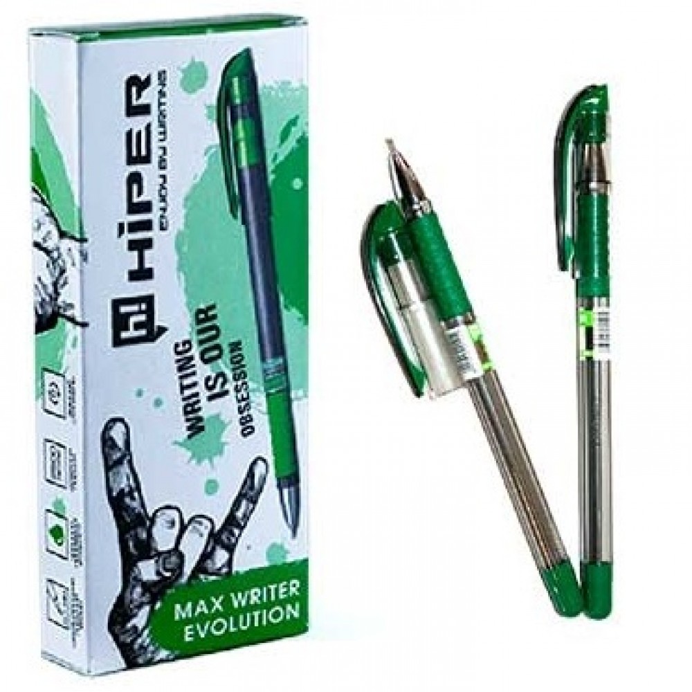 Ручка масляна HIPER Max Writer Evolution HO-335-ES 0 7мм  зелена 2500м(10 шт. в упаковці)