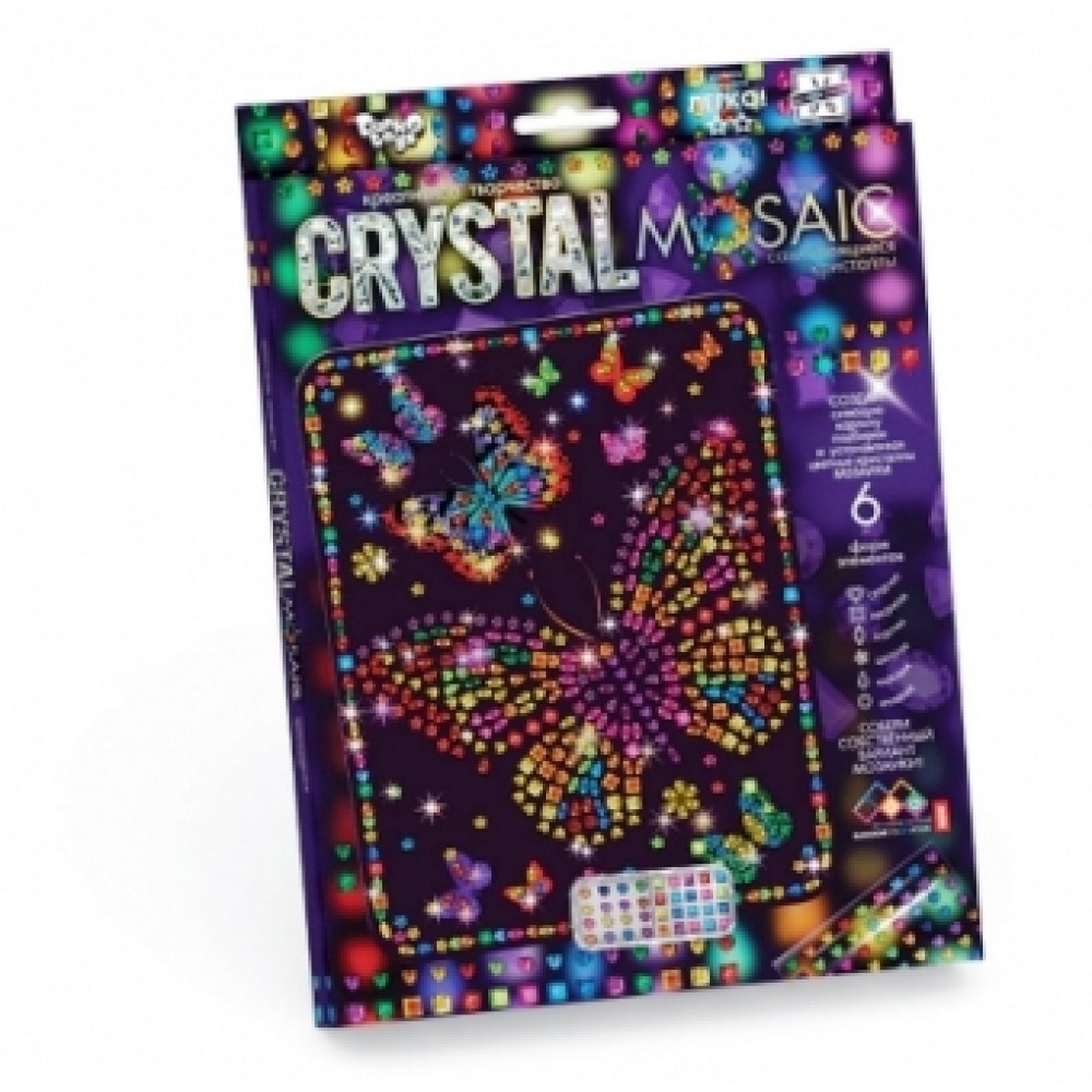 Мозаїка з кольорових кристалів: CRYSTAL MOSAIC CRM-01-08 Метелики 21х30 см TM Danko Toys (1/10)