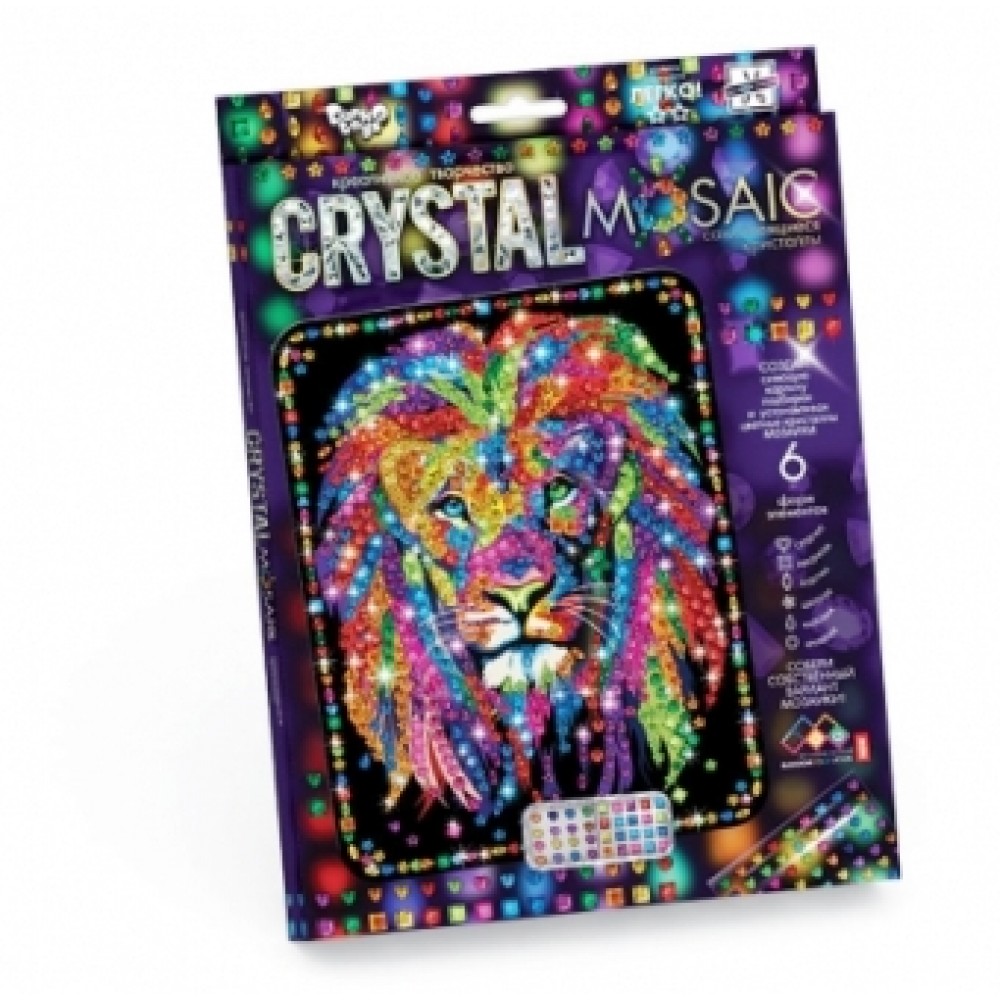Мозаїка з кольорових кристалів: CRYSTAL MOSAIC CRM-01-04 Лев 21х30 см TM Danko Toys (1/10)