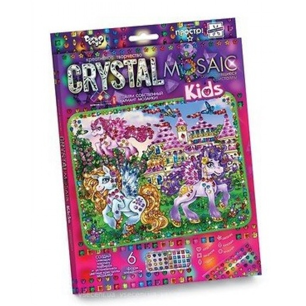 Мозаїка з кольорових кристалів: CRYSTAL MOSAIC kids CRMk-01-04 Поні р.30*21*1 5см TM Danko Toys