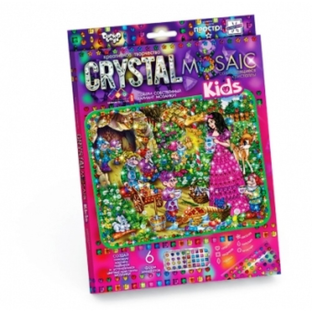 Мозаїка з кольорових кристалів: CRYSTAL MOSAIC kids CRMk-01-07 Білоснісжа TM Danko Toys (1/10)