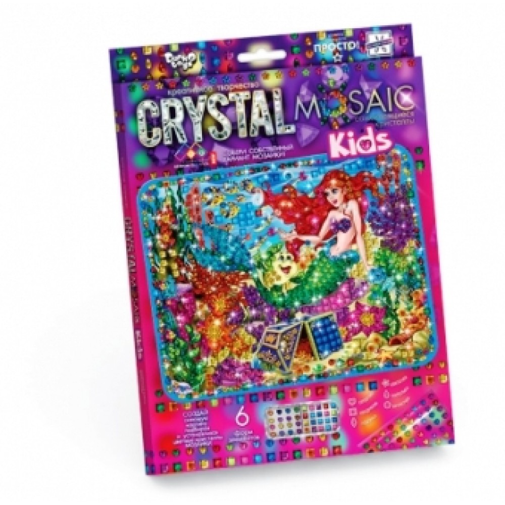 Мозаїка з кольорових кристалів: CRYSTAL MOSAIC kids CRMk-01-05 Русалочка TM Danko Toys (1/10)