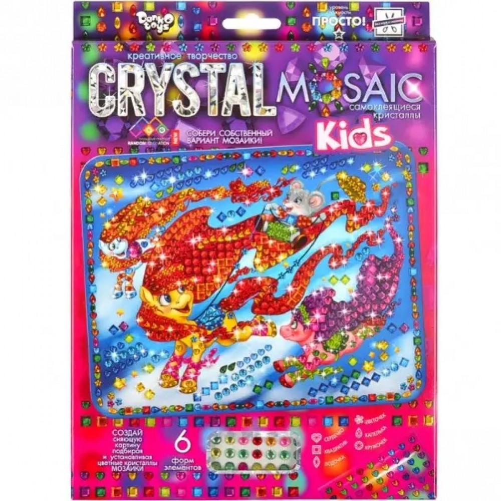 Мозаїка з кольорових кристалів: CRYSTAL MOSAIC kids CRMk-01-03 Поні з мишеням TM Danko Toys