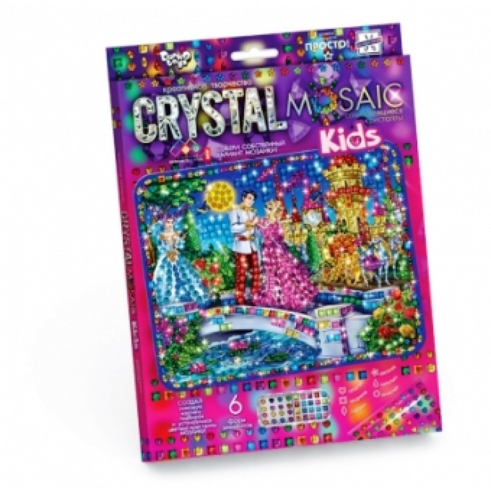 Мозаїка з кольорових кристалів: CRYSTAL MOSAIC kids CRMk-01-06 Попелюшка TM Danko Toys1/10)