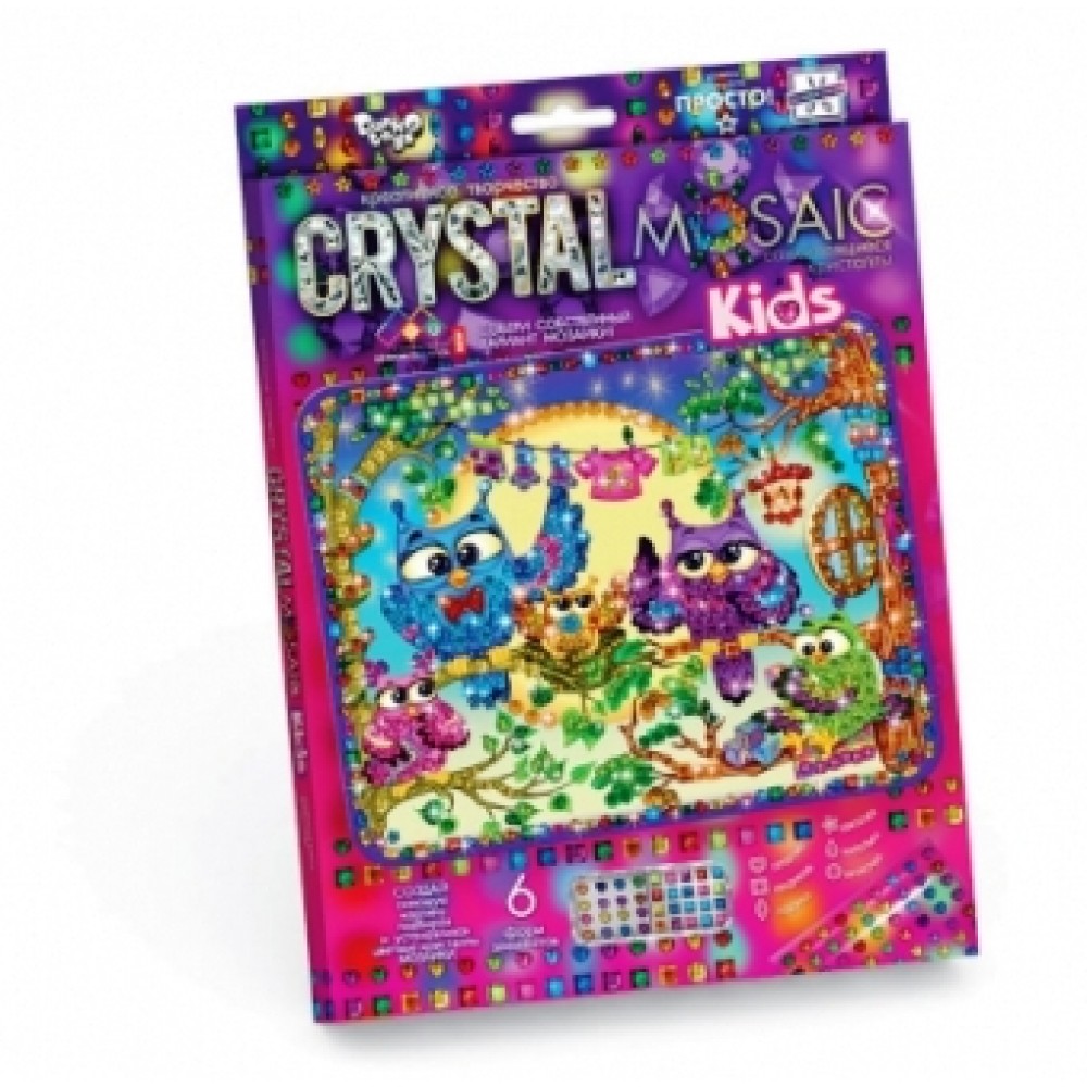 Мозаїка з кольорових кристалів: CRYSTAL MOSAIC kids CRMk-01-10 Сови TM Danko Toys (1/10)