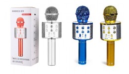 Мікрофон-караоке bluetooth  в коробці  WS-858 3 кольори р.24 5*9 2*8 3см.