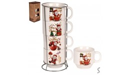 Чашки на підставці новорічні  Christmas stories  5пр/наб 180мл R34149 порцеляна подарункова кор