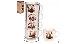 Чашки на підставці новорічні  Christmas  5пр/наб 180мл R34146 порцеляна