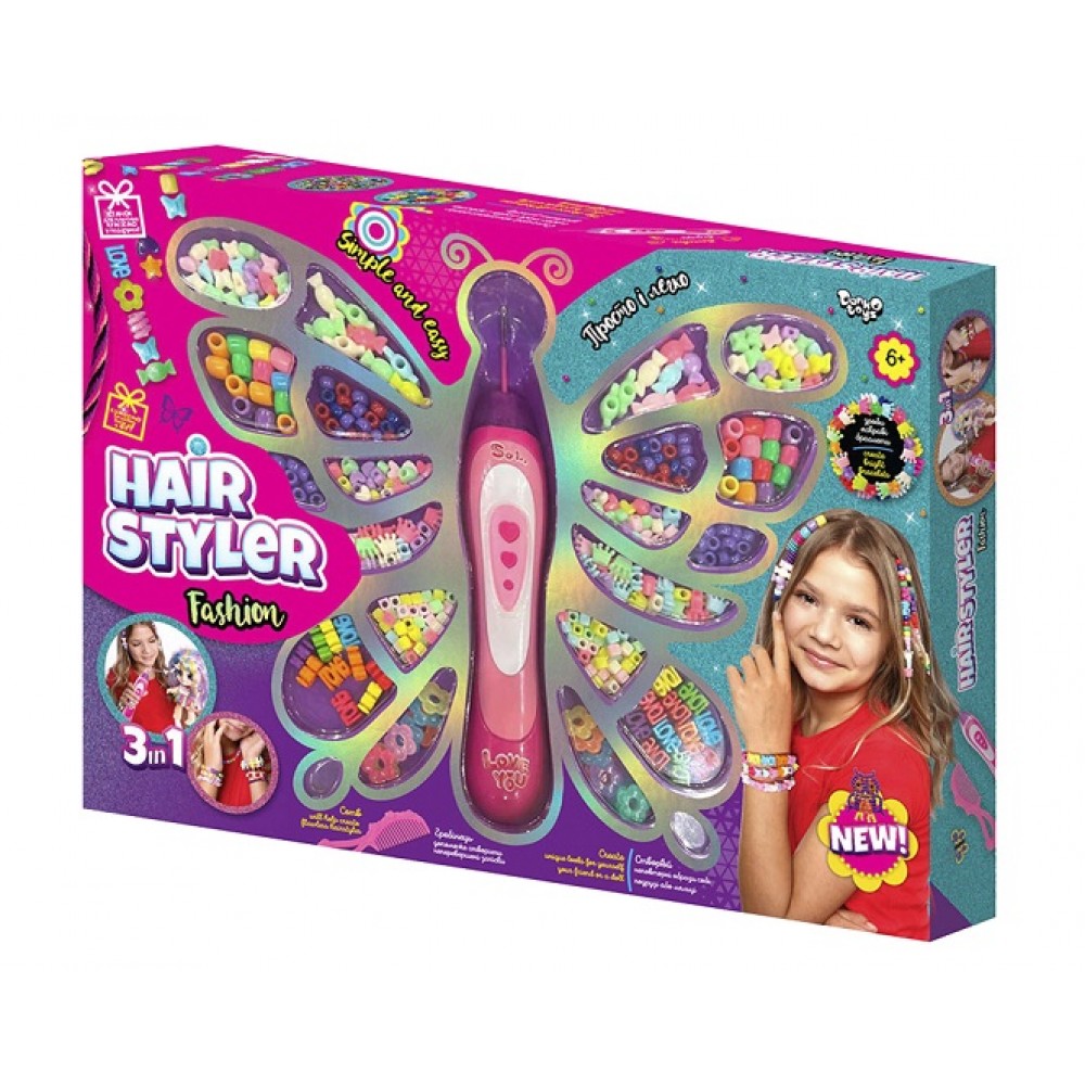 Косметика бісер для волосся  Hair Styler. Fashion  метелик MAXI 47х32х6 см ТМ DankoToys