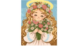 Картина 2в1 за номерами з алмазною мозаїкою SANTI  Весняночка   розмір 40х50 см. 3 рів.скл.
