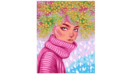 Картина 2в1 за номерами з алмазною мозаїкою SANTI  Дівчина-мімоза   40х50 см.