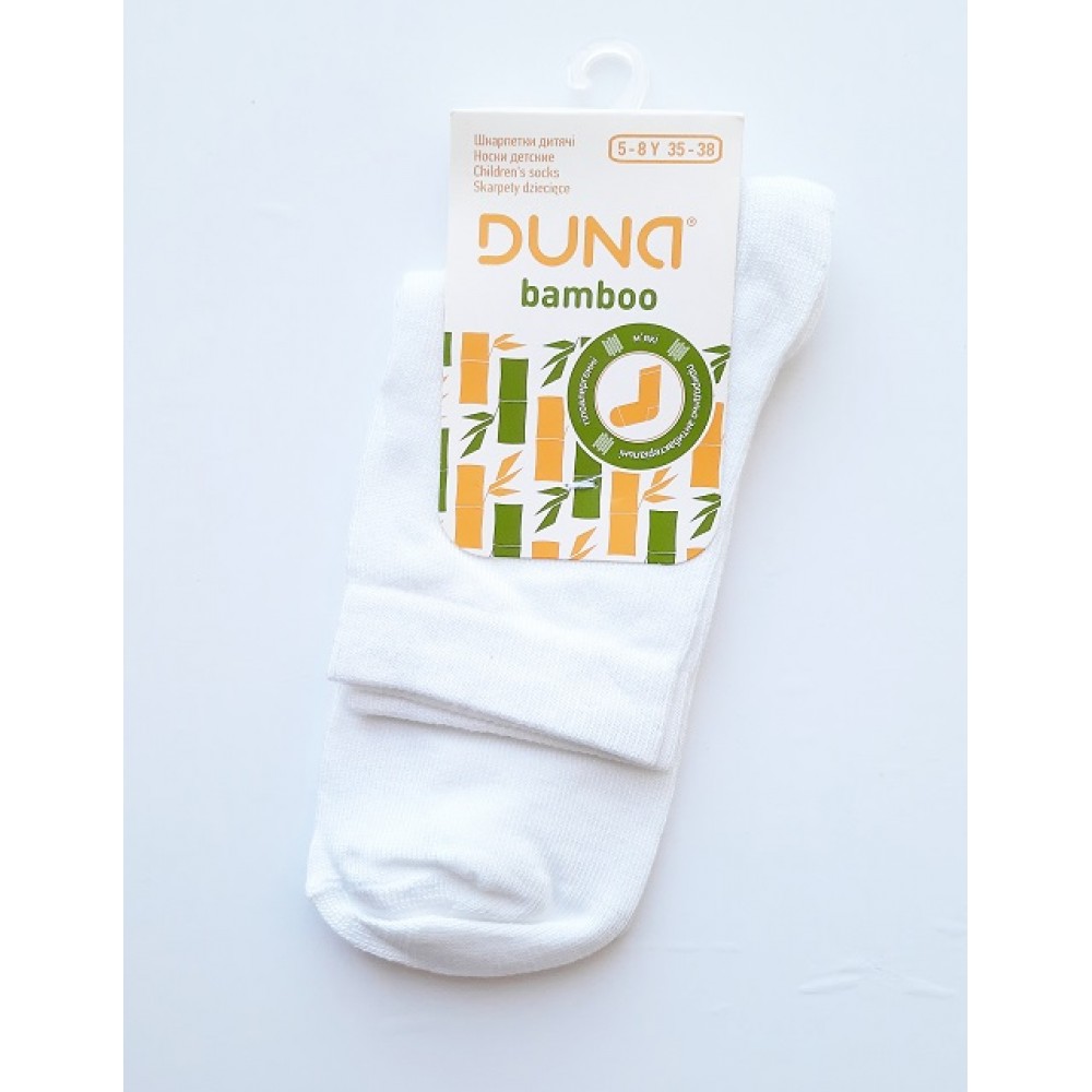 Дитячі шкарпетки DUNA 416 демі  розм.35-38 Білі 75%бамбук  23%поліамід  2%еластан