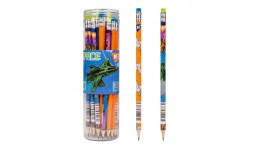 Олівець графітовий з гумкою YES круглий НВ в ластиковому тубі 36 шт.  Space  2 диз. мікс