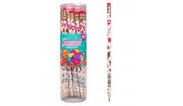 Олівець графітовий з гумкою Yes круглий НВ в пластиковому тубі 36 шт.  Sweet Cream  з фольгою