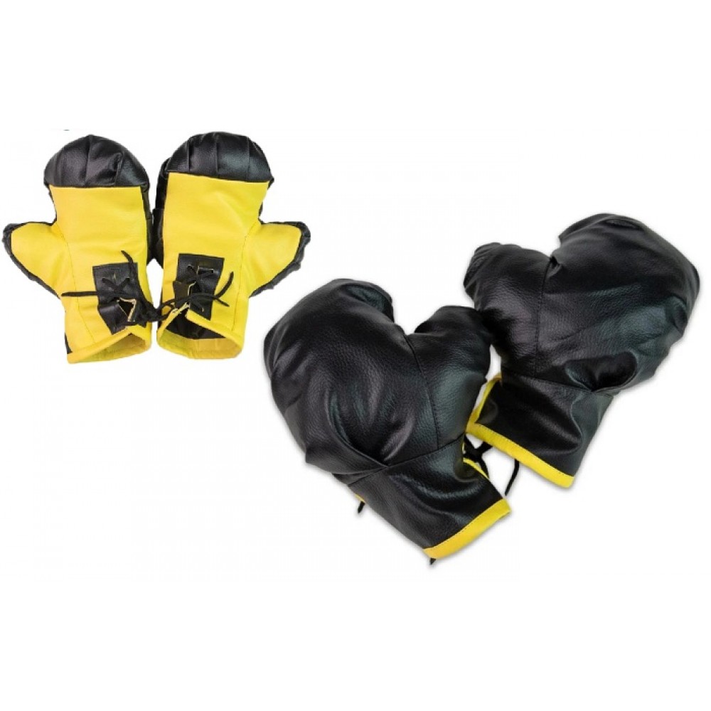 Боксерські рукавички NEW Strateg жовто-чорні вік 10-14 років розмір 21х17 см (2079)