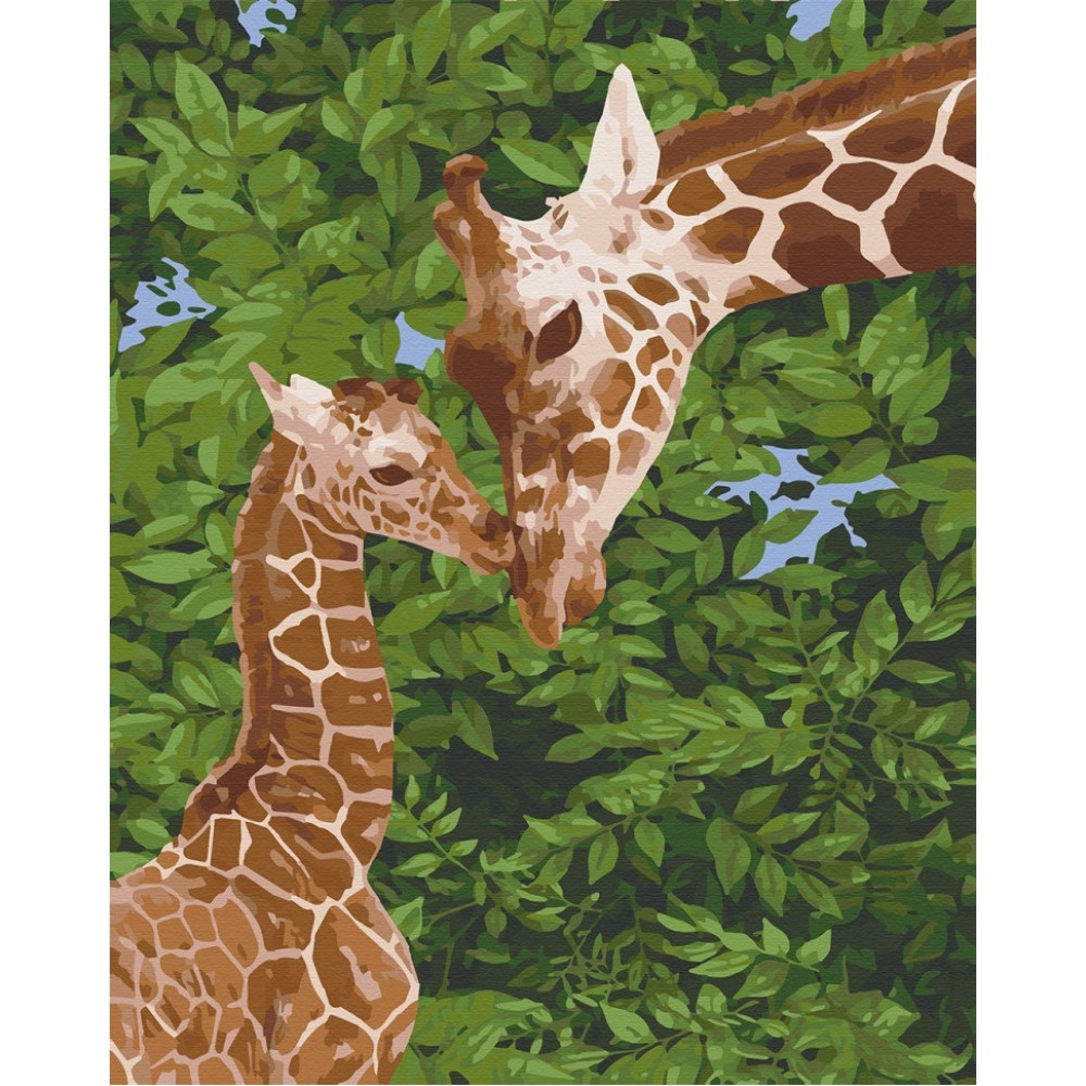 Картина по номерах  Жирафеня з мамою  11637-AC 40*50 см  2 пензл.+20 акрил.фарб 5 рівень складн