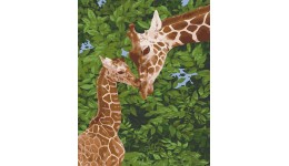 Картина по номерах  Жирафеня з мамою  11637-AC 40*50 см  2 пензл.+20 акрил.фарб 5 рівень складн