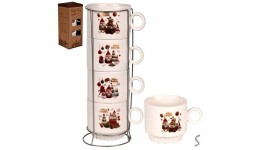 Чашки на підставці новорічні  Christmas  5предметів 250мл R34145